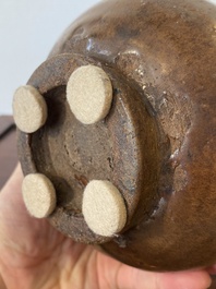 A Chinese monochrome brown-glazed vase, Song