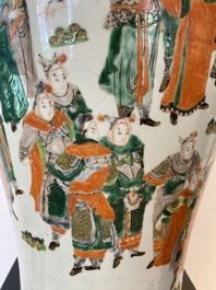A large Chinese famille verte vase with narrative design, Kangxi mark, 19th C.