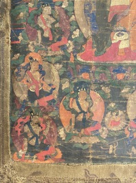 Een thangka met Bhaisajyaguru, Tibet, 15/16e eeuw