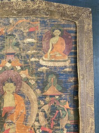 Een thangka met Bhaisajyaguru, Tibet, 15/16e eeuw