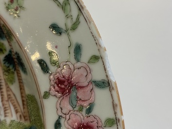 A Chinese famille rose 'mythological subject' plate with Apollo and Daphne, Yongzheng