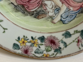 A Chinese famille rose 'mythological subject' plate with Apollo and Daphne, Yongzheng