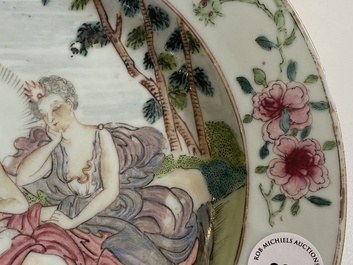 A Chinese famille rose 'mythological subject' plate with Apollo and Daphne, Yongzheng