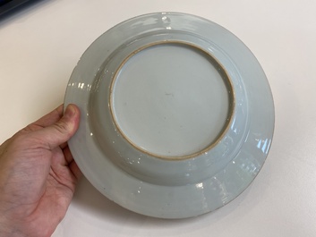 A Chinese famille rose 'mythological subject' plate with Apollo and Daphne, Yongzheng