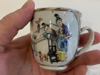 19 Chinese famille rose koppen en 15 schotels, Qianlong