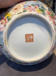A Chinese famille rose 'millefleurs' bottle vase, Qianlong mark, Republic