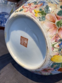 A Chinese famille rose 'millefleurs' bottle vase, Qianlong mark, Republic