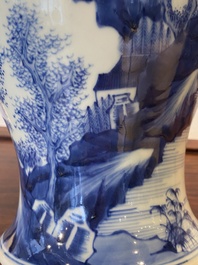 A Chinese blue and white 'yenyen' vase with figures in a landscape, 19/20th C.