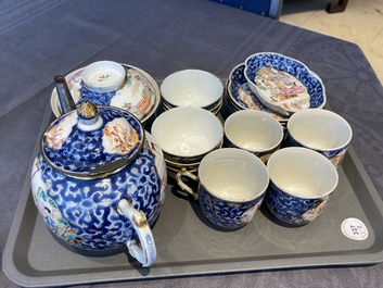 A Chinese famille rose 18-piece 'mandarin subject' tea service, Qianlong