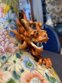 A Chinese famille rose 'millefleurs' bottle vase, Qianlong mark, Republic