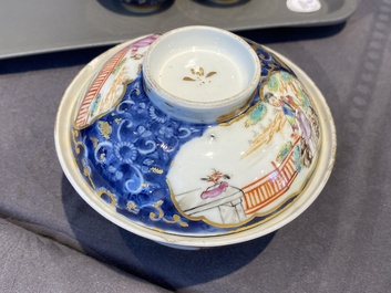 A Chinese famille rose 18-piece 'mandarin subject' tea service, Qianlong