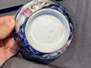 A Chinese famille rose 18-piece 'mandarin subject' tea service, Qianlong