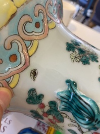A pair of Chinese famille rose vases with peacocks and phoenixes, 19th C.