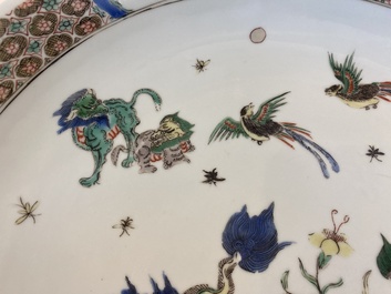 A Chinese famille verte 'qilins and phoenixes' dish, Kangxi