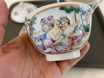 Four pieces of Chinese export porcelain with mythological and romantic subjects, Qianlong