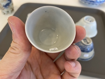 Zes stukken Chinees blauw-wit scheepswrakporselein, Transitie periode en later