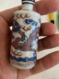 Six Chinese snuff bottles with dragons and Buddhist lions, 19/20th C.