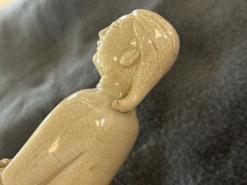 A Chinese monochrome soft paste sculpture of Adam, Kangxi