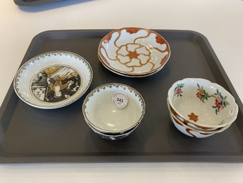 Vier Chinese grisaille en ijzerrode koppen en schotels, Yongzheng/Qianlong