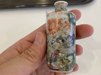 Six Chinese snuff bottles with dragons and Buddhist lions, 19/20th C.