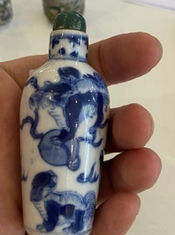 Six Chinese snuff bottles with dragons and Buddhist lions, 19/20th C.