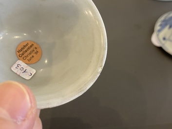 Zes stukken Chinees blauw-wit scheepswrakporselein, Transitie periode en later