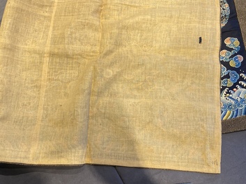 A Chinese gold- and silver-thread-embroidered silk panel with dragons, Qing