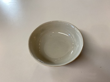 A pair of Chinese caf&eacute;-au-lait-ground famille rose 'grasshopper' bowls, Daoguang mark and of the period