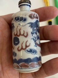 Six Chinese snuff bottles with dragons and Buddhist lions, 19/20th C.