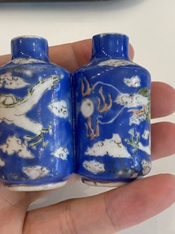 Six Chinese snuff bottles with dragons and Buddhist lions, 19/20th C.