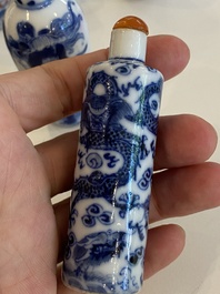 Six Chinese snuff bottles with dragons and Buddhist lions, 19/20th C.