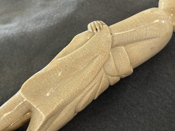 A Chinese monochrome soft paste sculpture of Adam, Kangxi