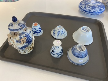 Zes stukken Chinees blauw-wit scheepswrakporselein, Transitie periode en later