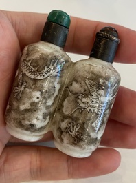 Six Chinese snuff bottles with dragons and Buddhist lions, 19/20th C.
