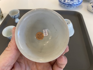 Zes stukken Chinees blauw-wit scheepswrakporselein, Transitie periode en later