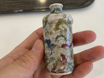Six Chinese snuff bottles with dragons and Buddhist lions, 19/20th C.