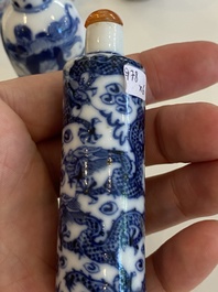 Six Chinese snuff bottles with dragons and Buddhist lions, 19/20th C.
