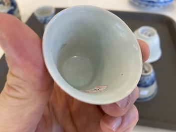 Zes stukken Chinees blauw-wit scheepswrakporselein, Transitie periode en later