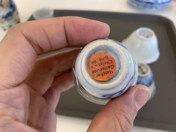 Zes stukken Chinees blauw-wit scheepswrakporselein, Transitie periode en later