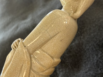A Chinese monochrome soft paste sculpture of Adam, Kangxi