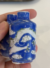 Six Chinese snuff bottles with dragons and Buddhist lions, 19/20th C.