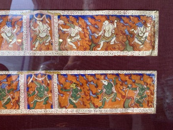 Eight tsaklis and three painted wood book covers, Tibet, 19th C.