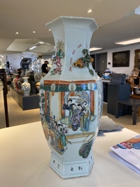 A Chinese hexagonal famille rose vase, signed Pan Zhaotang 潘肇唐, dated 1920