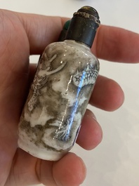 Six Chinese snuff bottles with dragons and Buddhist lions, 19/20th C.