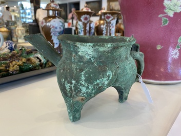 A Chinese bronze 'he' wine ewer, Western Zhou, ca. 11th-8th C. b.C.