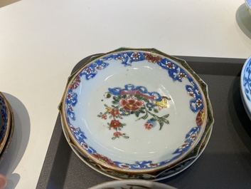Een diverse collectie Chinese borden, koppen en schotels, Kangxi en later