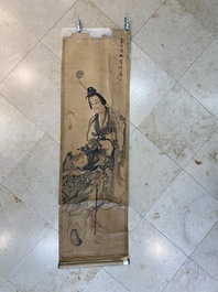 Japanse school, navolger van Sesson Shukei 雪村周継 (1504 &ndash; c. 1589): 'Twee onsterfelijken', inkt en kleur op papier