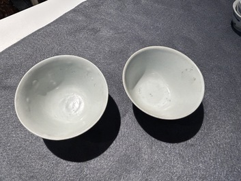 Negen stukken Chinees blauw-wit scheepswrakporselein, Wanli en later