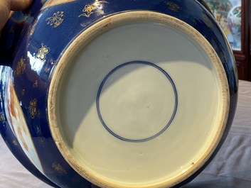 A large Chinese powder-blue and iron-red 'eight immortals' bowl, 19th C.