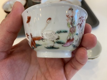 Een diverse collectie Chinese borden, koppen en schotels, Kangxi en later
